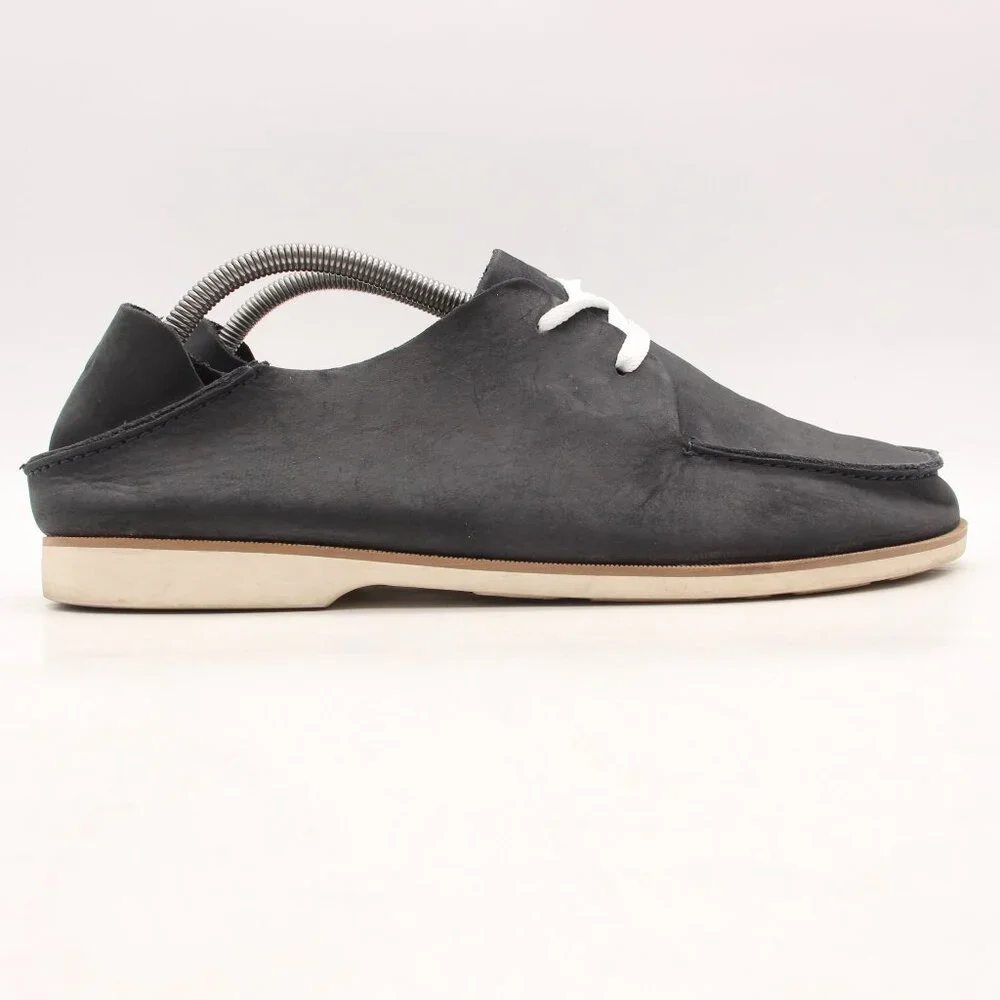 OLUKAI Holokai Men's Size 10.5 Leather Lace Up Comfort Boat Shoes Dark Navy